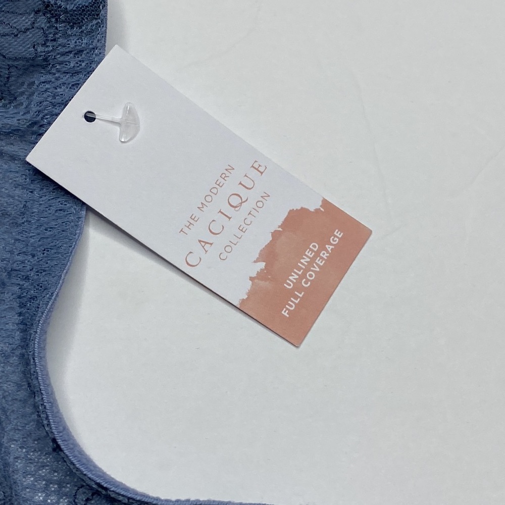 50D blue lace unlined full coverage underwire bra NWT Lane Bryant bra 50 D - Picture 6 of 9